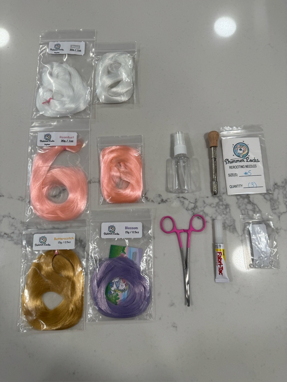Doll/Pony Re-Rooting Kit and Synthetic Nylon Hair